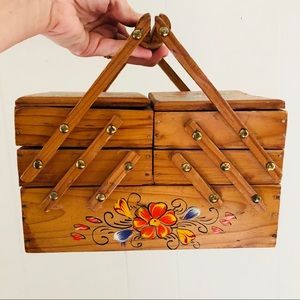 Vintage Wooden Tiered Trinket Box